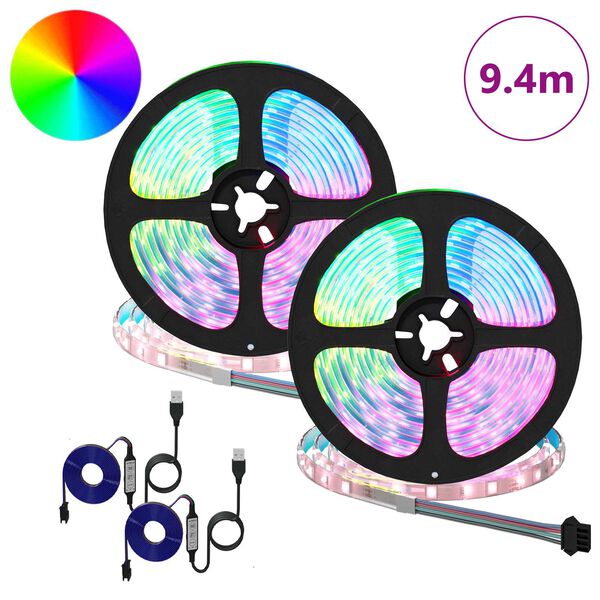vidaXL LED Streifen 2 pcs Schwarz und Transparent 4700 mm