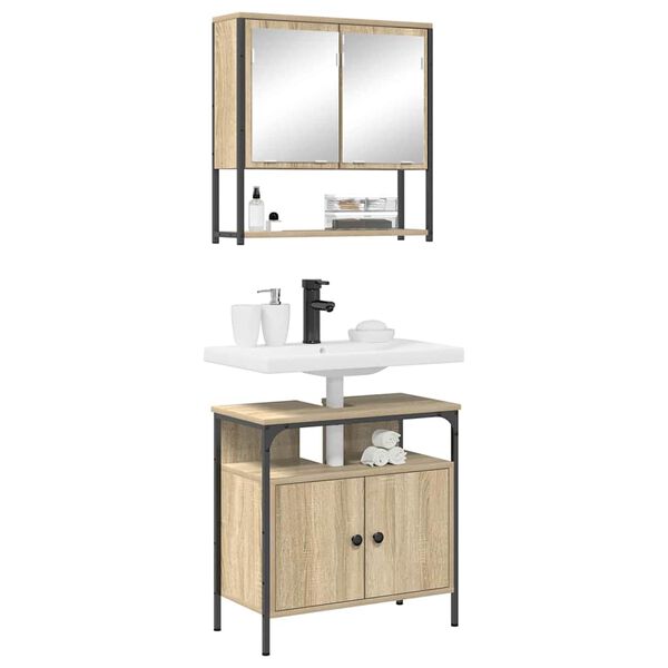 vidaXL Badezimmerm&ouml;bel Set 2 pcs Braun 60 x 30 x 60 cm Holzwerkstoff