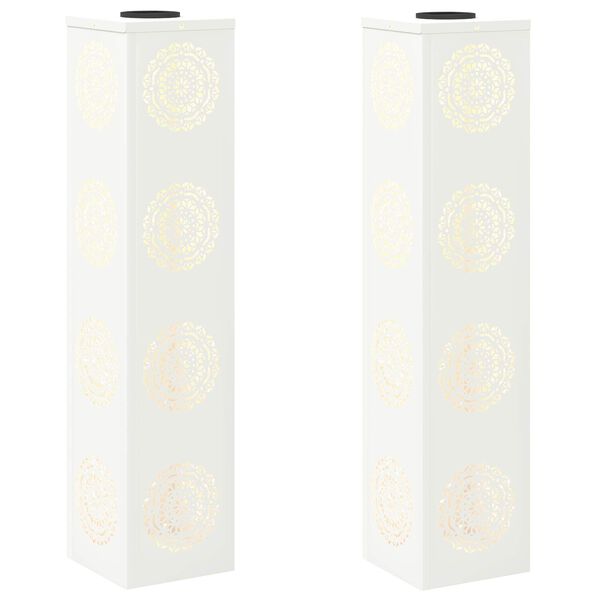 vidaXL Solar LED Weg Licht 2 pcs Wei&szlig; Kalt gewalzter Stahl