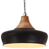 vidaXL H&auml;ngelampe Industrie-Stil Schwarz Eisen & Massivholz 26 cm E27