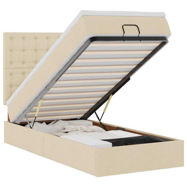 vidaXL Ottoman-Bett mit Matratze Creme 100x200 cm Stoff