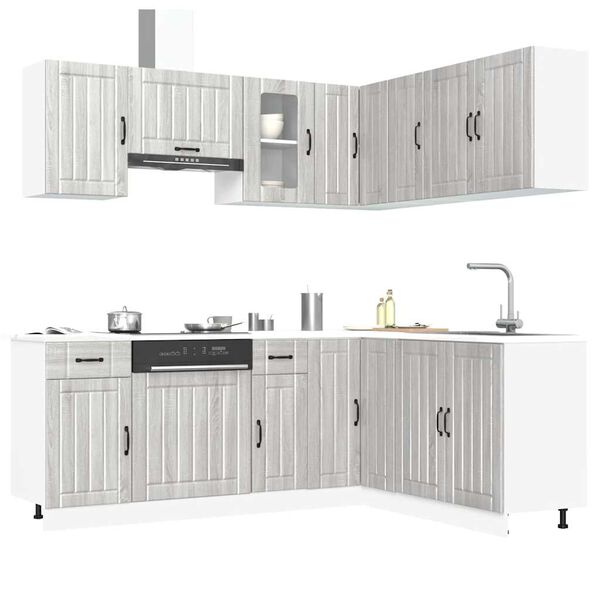 vidaXL 11-tlg. K&uuml;chenschrank-Set Lucca Grau Sonoma Holzwerkstoff