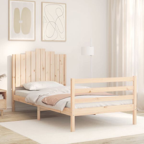 vidaXL Massivholzbett mit Kopfteil 100x200 cm