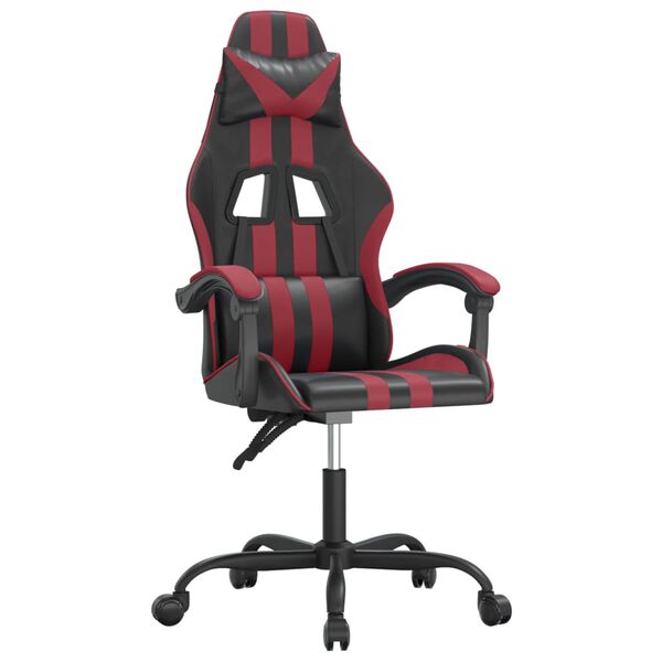vidaXL Gaming-Stuhl Drehbar Schwarz und Weinrot Kunstleder