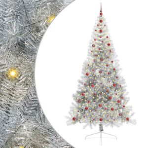 vidaXL K&uuml;nstlicher vorbeleuchteter Weihnachtsbaum Silber 240 cm PET