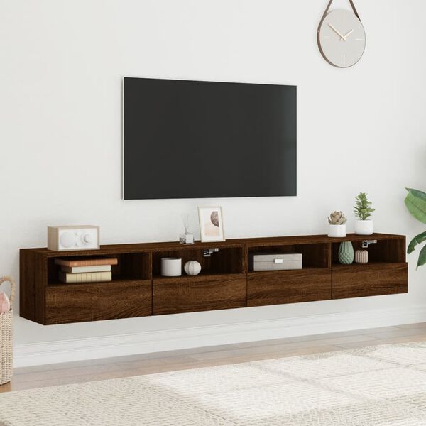 vidaXL TV-Wandschr&auml;nke 2 Stk. Braun Eiche-Optik 100x30x30 cm