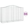 vidaXL Gabionen mit Hochbogen 4 Stk. 200x50x120/140cm Verzinktes Eisen