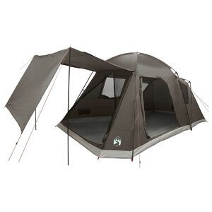 vidaXL H&uuml;tten-Zelt mit Dach Braun grau 8-Personen Polyester und Stahl