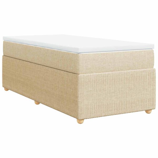 vidaXL Boxspringbett mit Matratze Creme 90x190 cm Stoff