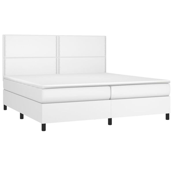 vidaXL Boxspringbett mit Matratze Wei&szlig; 200x200 cm Kunstleder