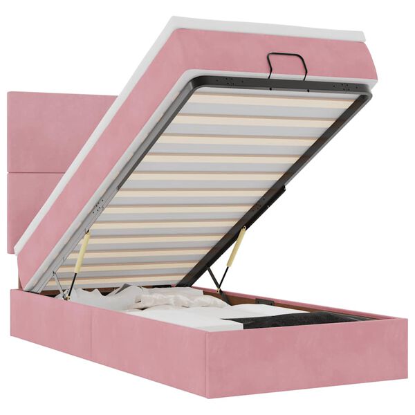 vidaXL Ottoman-Bett mit Matratzen & LEDs Rosa 80x200 cm Samt
