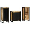 vidaXL Badezimmerm&ouml;bel-Set 3 pcs Braun und Schwarz Massivholz Mango