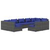 vidaXL 9-tlg. Garten-Lounge-Set mit Kissen Grau Poly Rattan