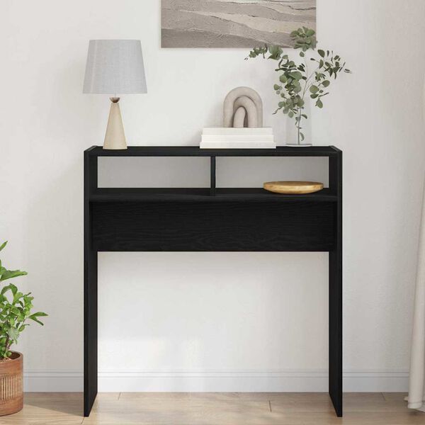 vidaXL Konsolentisch Schwarz Eichen-Optik 78 x 30 x 80 cm