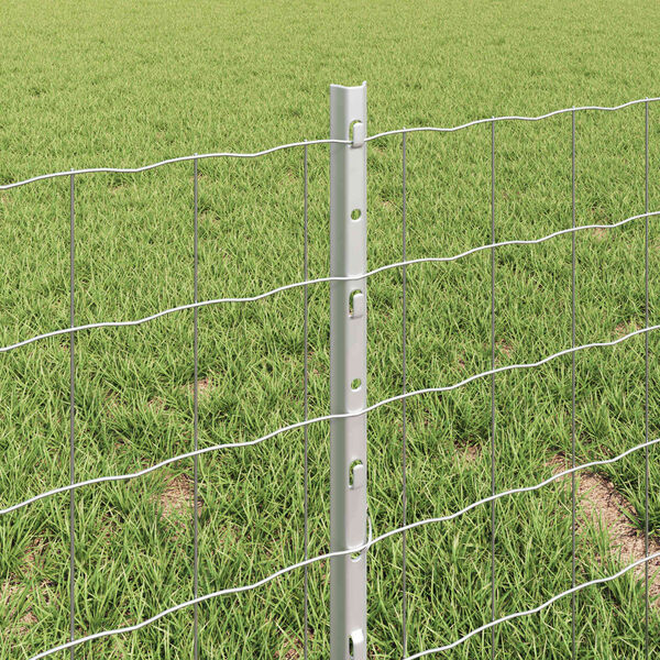 vidaXL Zaun mit Pfosten Silber 0,4 x 50 m Stahl