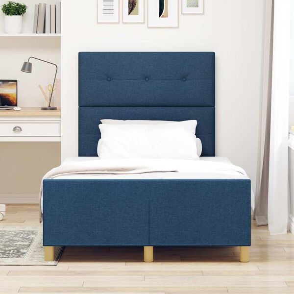 vidaXL Bettgestell mit Kopfteil Blau 120 x 200 cm Stoff
