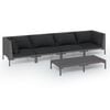 vidaXL 5-tlg. Garten-Lounge-Set mit Kissen Poly Rattan Dunkelgrau