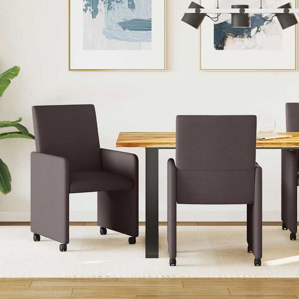 vidaXL Esszimmerst&uuml;hle mit Rollen 2 pcs Dunkelbraun 57 x 66 x 94 cm