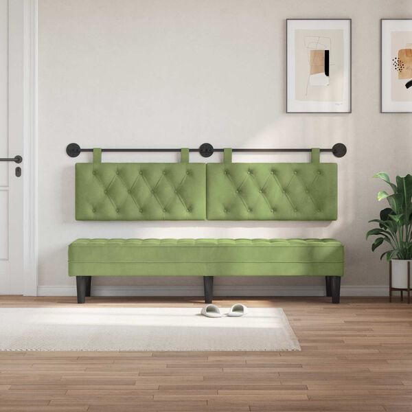 vidaXL H&auml;ngevorderseite Wandmontiert Hellgr&uuml;n 170 x 55 x 7 cm Samt