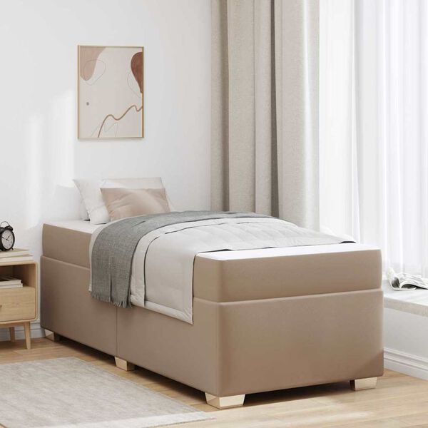 vidaXL Bettrahmen mit Matratze Cappuccino 100 x 200 cm Stoff
