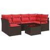 vidaXL Gartensofa-set mit Kissen 7 pcs Beige und Rot Poly-Rattan