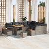 vidaXL Garten-Sofa-Set mit Kissen mit Speicher Grau Poly Rattan