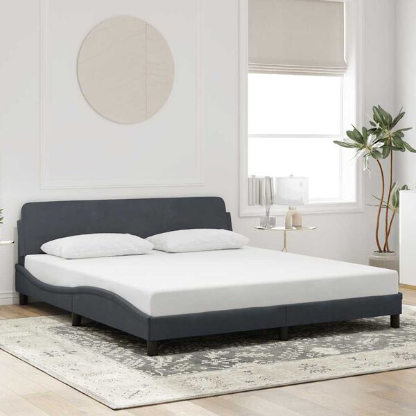 vidaXL Bettgestell "Dover" Dunkelgrau 180x200 cm Samt