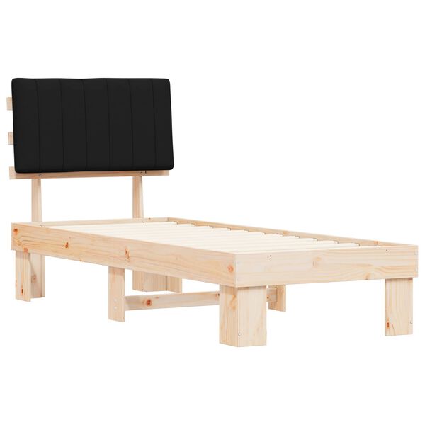 vidaXL Bettgestell mit gepolstertem Kopfteil Schwarz 75 x 190 cm