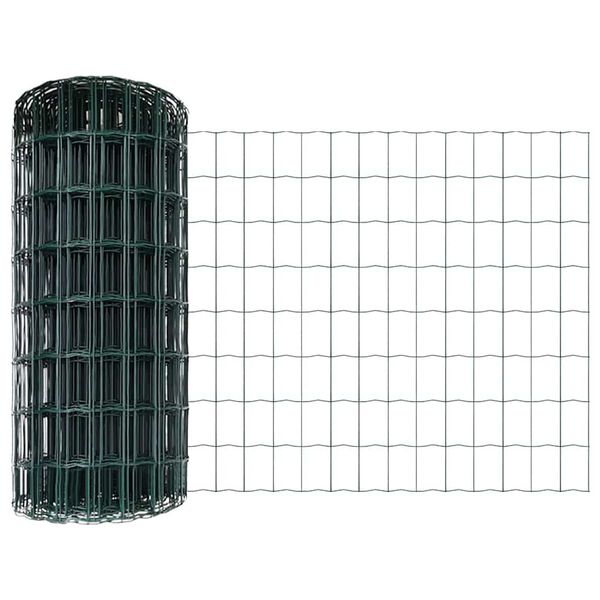 vidaXL Zaun mit Pfosten Gr&uuml;n 0,6 x 10 m Stahl und PVC