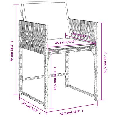 vidaXL 9-tlg. Garten-Essgruppe mit Kissen Grau Poly Rattan