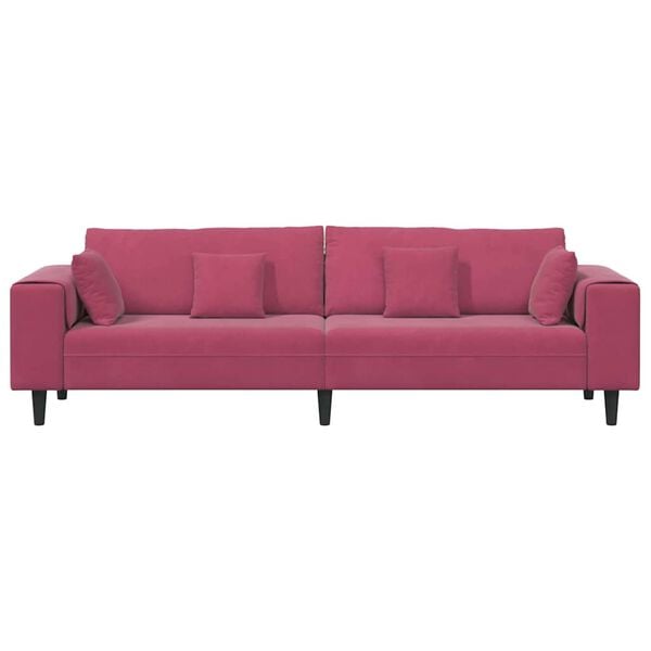 vidaXL Sofa mit Kissen Weinrot 250 x 77 x 76 cm Samt