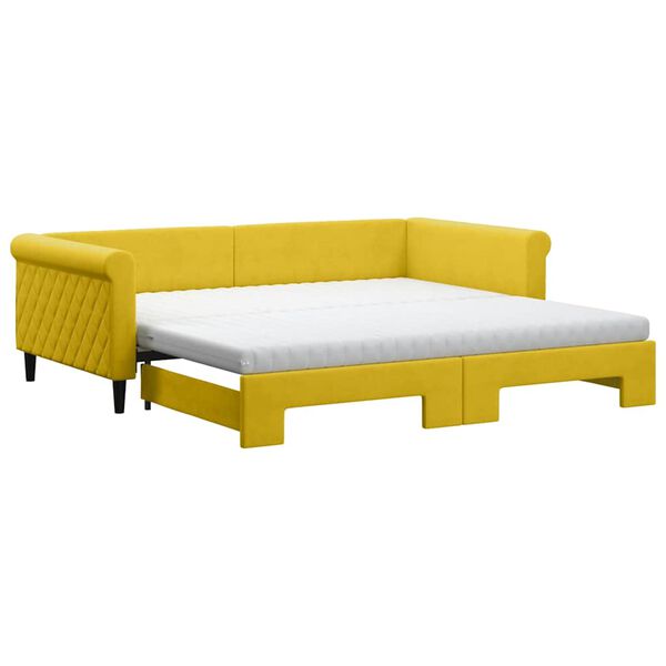 vidaXL Tagesbett Ausziehbar mit Matratzen Gelb 100x200 cm Samt