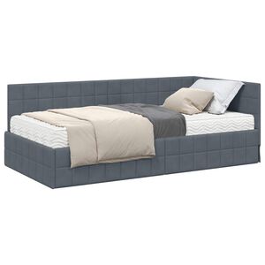 vidaXL Eckbettgestell mit Matratze 2 stk. Dunkelgrau 90 x 190 cm Samt