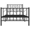 vidaXL Bettgestell mit Kopf- und Fu&szlig;teil Metall Schwarz 90x200 cm