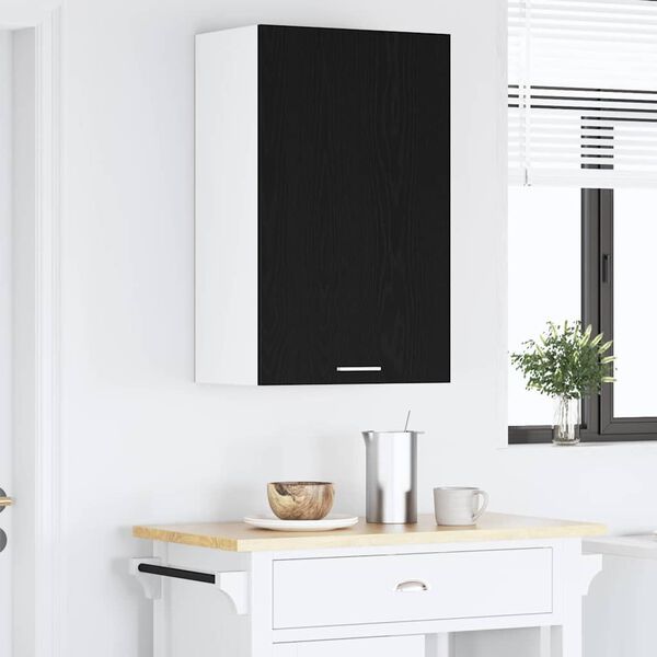 vidaXL H&auml;ngeschrank mit T&uuml;r Schwarze Eiche und Wei&szlig; 50 x 31 x 80 cm