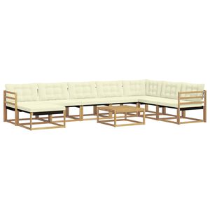 vidaXL Outdoor-Sofagarnitur 9 stk. Wei&szlig; und Creme Massivholz Akazie