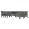 vidaXL 8-tlg. Garten-Lounge-Set mit Kissen Grau Poly Rattan