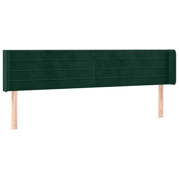 vidaXL Kopfteil mit Ohren Dunkelgr&uuml;n 163x16x78/88 cm Samt