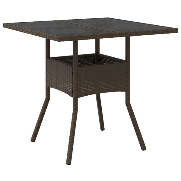 vidaXL 5-tlg. Garten-Essgruppe mit Kissen Braun Poly Rattan Glas