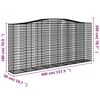 vidaXL Gabionen mit Hochbogen 5 Stk. 400x50x180/200cm Verzinktes Eisen