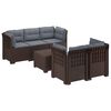 vidaXL 5-Sitzer Gartensofa mit Kissen Rattan-Look PP Braun