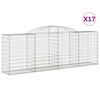 vidaXL Gabionen mit Hochbogen 17 Stk 300x50x100/120cm Verzinktes Eisen