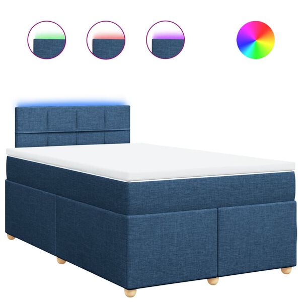 vidaXL Boxspringbett mit Matratze Blau 120x190 cm Stoff