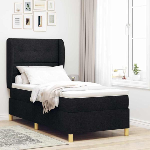 vidaXL Boxspringbett mit Matratze Dunkelgrau 90x190 cm Schwarz