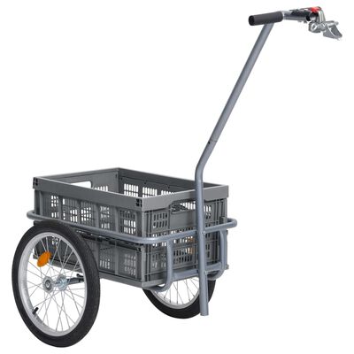 vidaXL Fahrrad-Lastenanhänger Faltbare Transportbox 50 L Grau 150 kg