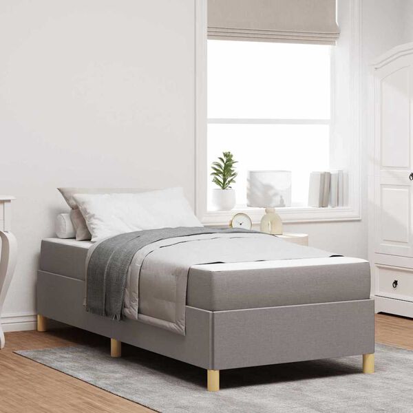 vidaXL Bettrahmen mit Matratze Taupe 90 x 200 cm Stoff