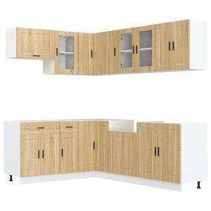 vidaXL 11-tlg. K&uuml;chenschrank-Set Porto Sonoma-Eiche Holzwerkstoff
