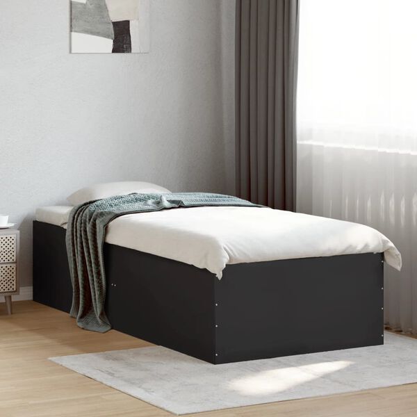 vidaXL Bettgestell Schwarz 90x200 cm Holzwerkstoff