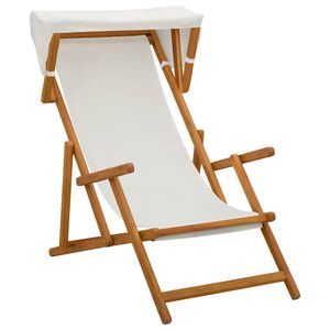 vidaXL Liegestuhl 3 Position Massives Eukalyptus Holz Creme