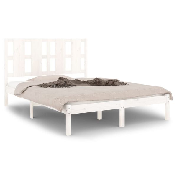 vidaXL Massivholzbett Wei&szlig; 135x190 cm